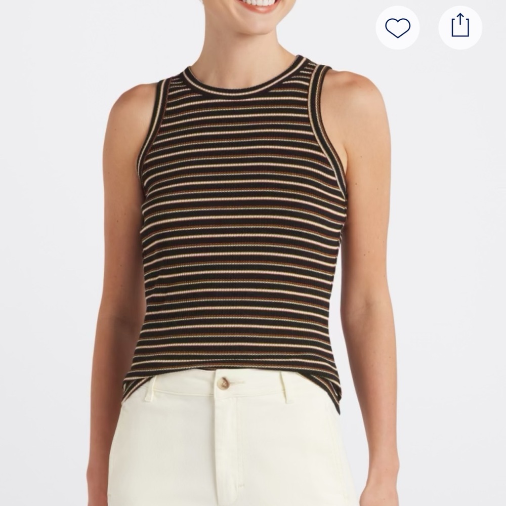 Staccato Black and Tan Striped Tank Top